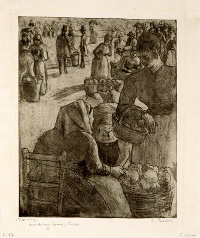 El mercado de verduras en Pontoise de Camille Jacob Pissarro