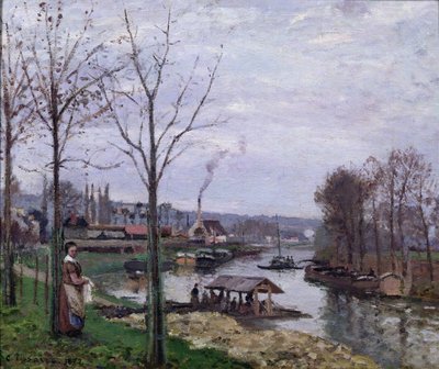 La casa de lavado, Pontoise Port-Marly, o La lavandería, 1872 de Camille Jacob Pissarro