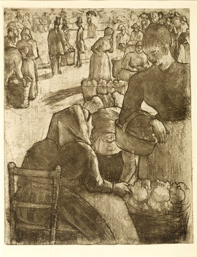 Mercado de Vegetales en Pontoise, 1891 de Camille Jacob Pissarro