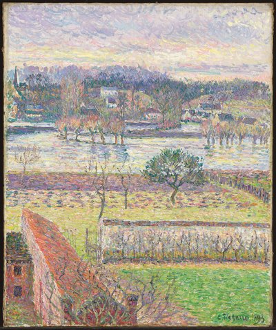 Vista desde mi ventana, inundación, efecto de tarde, Eragny, 1893 de Camille Jacob Pissarro