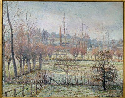 Escarcha blanca, mañana o efecto de nieve en Eragny de Camille Jacob Pissarro