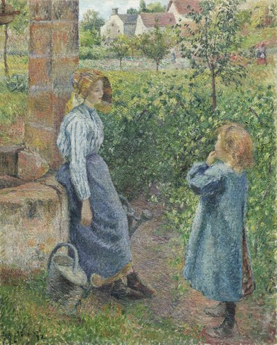 Mujer y Niño en el Pozo, 1882 de Camille Jacob Pissarro