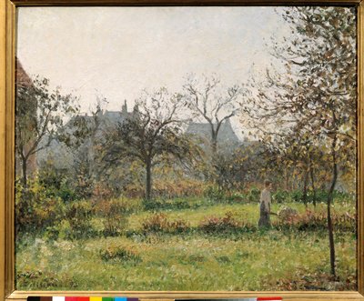 Mujer en un huerto, mañana de otoño, jardín de Eragny de Camille Jacob Pissarro