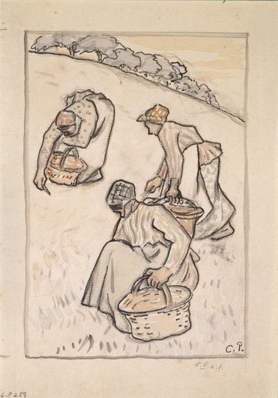 Mujeres desyerbando el césped de Camille Jacob Pissarro