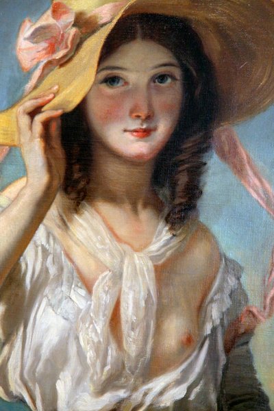Joven con flores de Camille Joseph Etienne Roqueplan