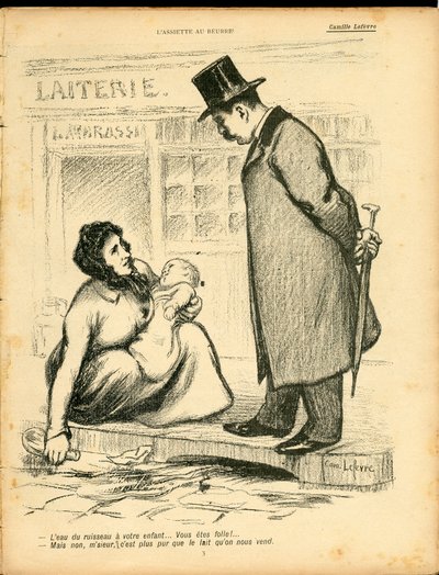 El plato de mantequilla, satírico en colores de Camille Lefevre