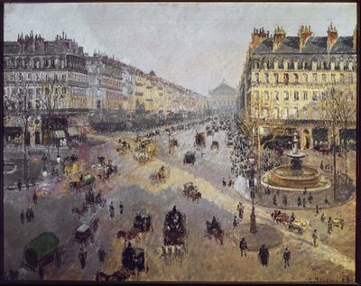 Avenida de la Ópera, sol, mañana de invierno de Camille Jacob Pissarro