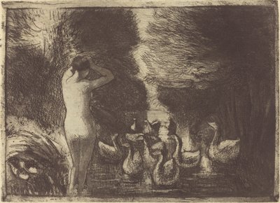 Bañista con Gansos de Camille Pissarro