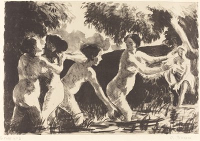 Bañistas luchando, c. 1896 de Camille Pissarro