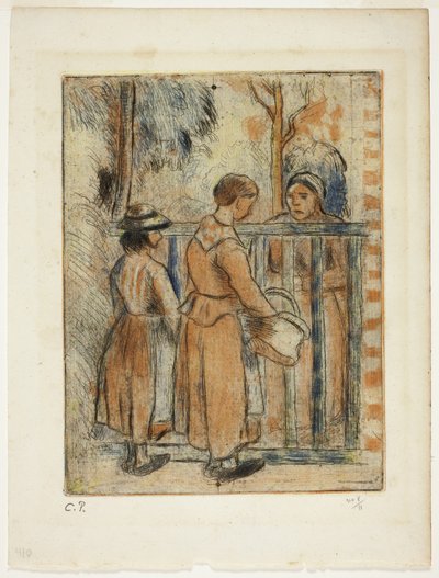 Beggar Women, c.1894 (aguafuerte en color, punta seca y aguatinta sobre papel verjurado marfil) de Camille Pissarro