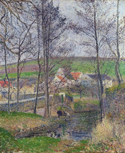 Orillas del Viosne en Osny, tiempo gris, invierno - Pintura de Camille Pissarro (1830-1903) Orillas del Viosne en Osny en tiempo gris - Óleo sobre lienzo 1883 Galería Nacional de Victoria, Melbourne 65,3x54,5 de Camille Pissarro