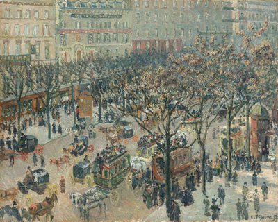 Boulevard des Italiens, mañana, luz solar de Camille Pissarro