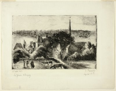 Iglesia y granja en Éragny de Camille Pissarro
