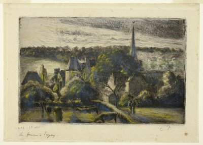 Iglesia y Granja en Éragny de Camille Pissarro
