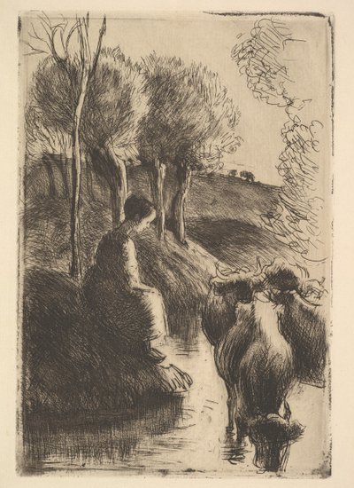 Pastor de vacas, al borde del agua, 1890 de Camille Jacob Pissarro