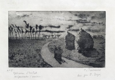 Crepúsculo con montones, 1879 de Camille Pissarro