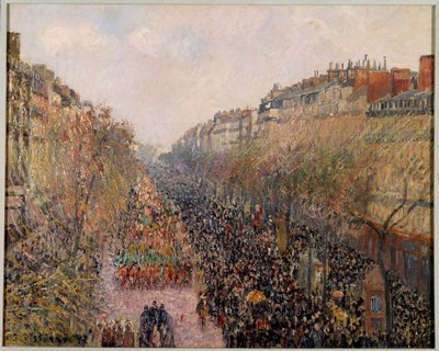 Día de Mardi Gras en el Boulevard Montmartre en París en 1897 de Camille Jacob Pissarro