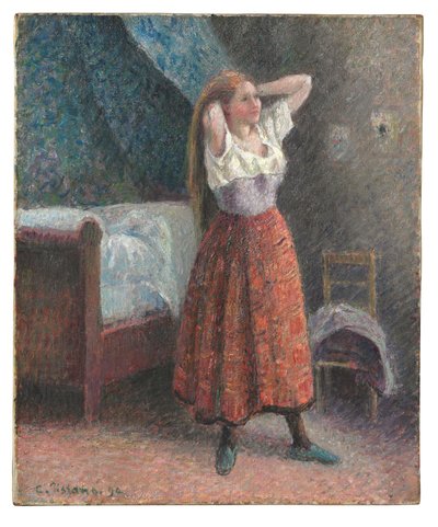 Mujer peinándose de Camille Pissarro