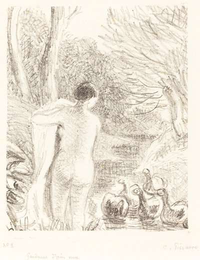 Niña de los gansos desnuda de Camille Pissarro