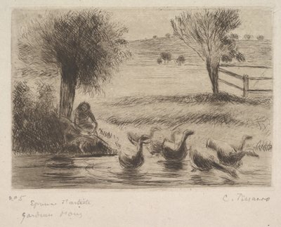 La niña de los gansos, 1888 de Camille Jacob Pissarro