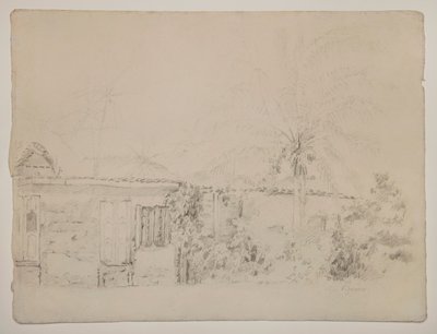 casas y palmeras de Camille Pissarro