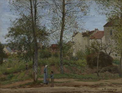 Casas en Bougival (otoño) de Camille Pissarro