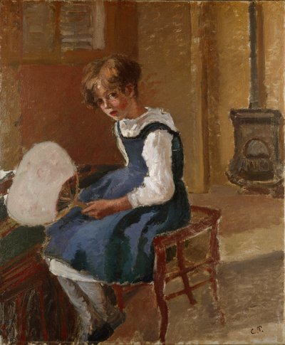 Jeanne sosteniendo un abanico, c. 1873 de Camille Pissarro
