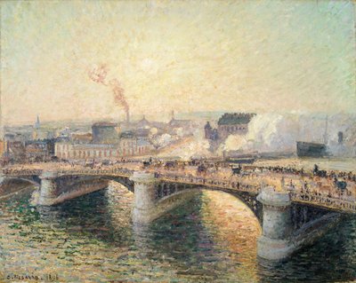 Le Pont Boieldieu, Rouen, Soleil Couchant de Camille Pissarro