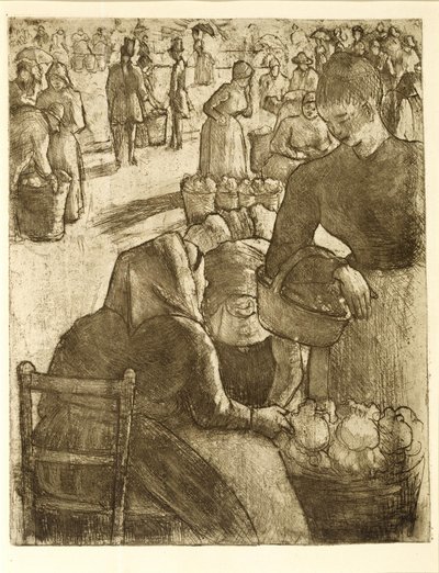 Mercado de verduras de Pontoise de Camille Pissarro