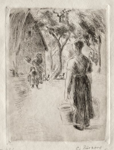 Campesina llevando cubos de Camille Pissarro