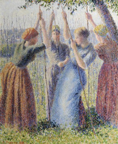 Campesinas plantando rammes de Camille Pissarro