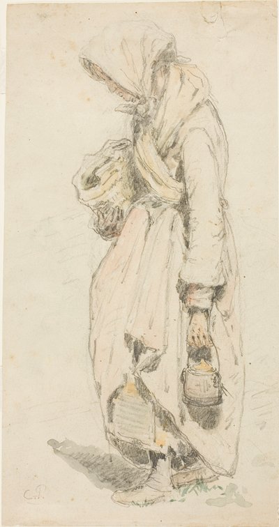 Campesina (anverso); Niño con caña de pescar (reverso) de Camille Pissarro