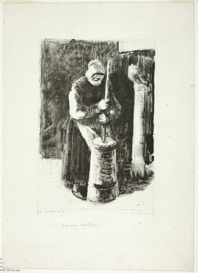 Campesina batiendo leche de Camille Pissarro