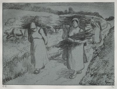 Campesinos llevando leña de Camille Pissarro