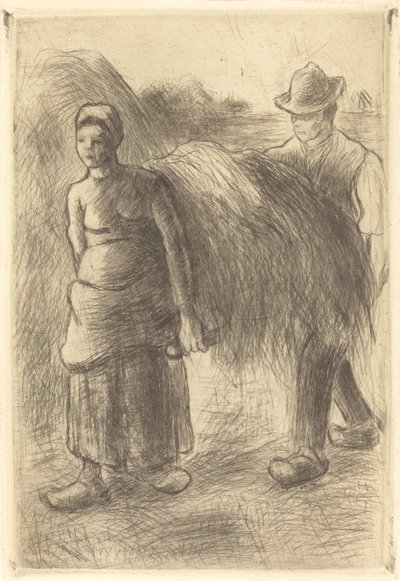 Campesinos llevando heno, 1900 de Camille Pissarro