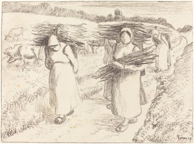 Campesinos llevando palos de Camille Pissarro