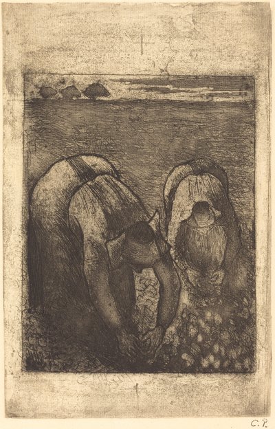 Campesinos en un campo de frijoles de Camille Pissarro