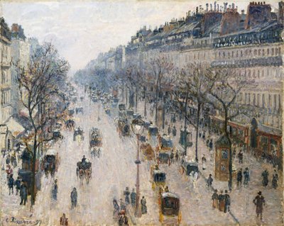 El Boulevard Montmartre en una Mañana de Invierno de Camille Jacob Pissarro