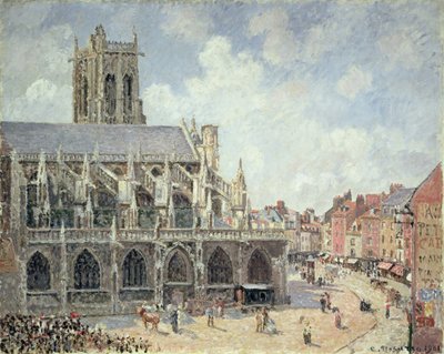La iglesia de San Jacobo en Dieppe, sol de la mañana de Camille Jacob Pissarro