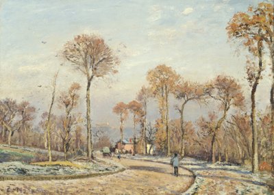 El camino a Versalles, Louveciennes: Escarcha matutina de Camille Jacob Pissarro