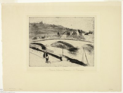 El Puente de Piedra en Rouen de Camille Pissarro