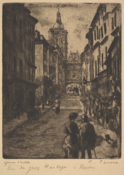 La calle del Gran Reloj, Ruan, 1885 de Camille Jacob Pissarro
