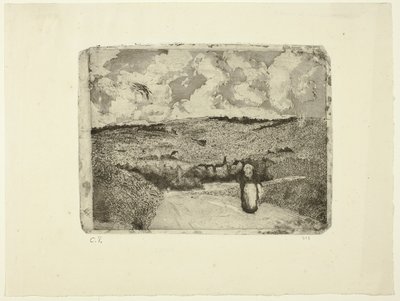 La mujer en el camino de Camille Pissarro