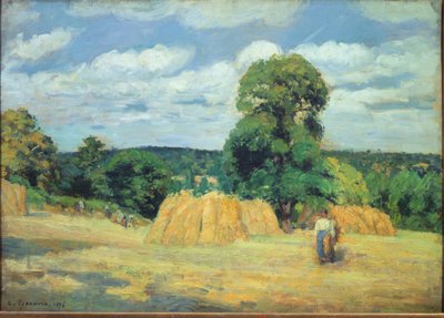 La cosecha en Montfoucault en Mayenne de Camille Jacob Pissarro