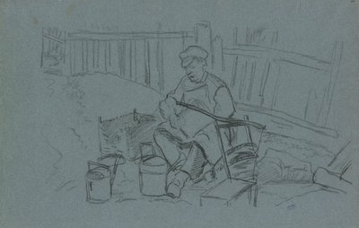 Juguetear con sus herramientas de Camille Pissarro