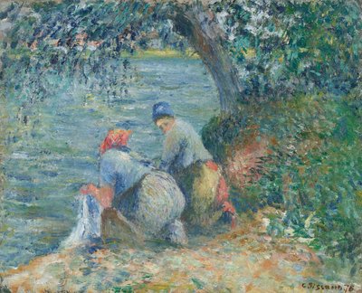 Lavanderas en la orilla del agua, Pontoise, 1878 de Camille Pissarro
