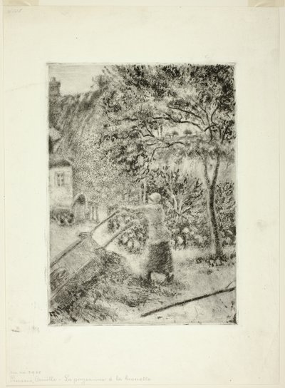Mujer vaciando una carretilla de Camille Pissarro