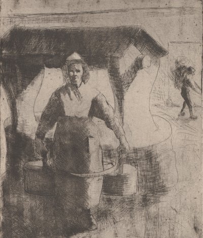 Mujer en un Pozo, 1891 de Camille Pissarro