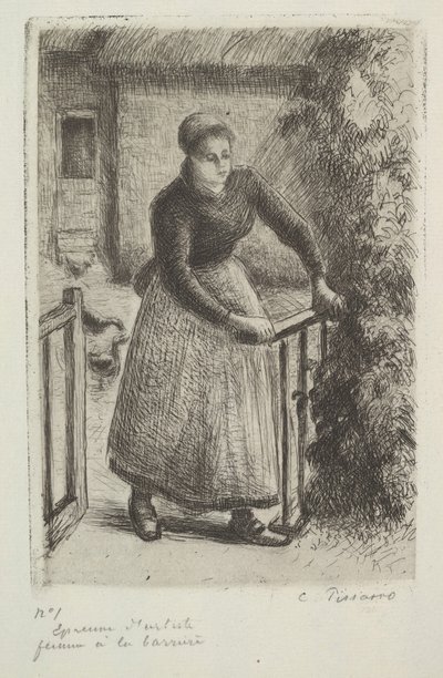 Mujer en la puerta, 1889 de Camille Jacob Pissarro