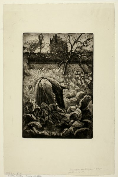 Mujer en el jardín de la cocina de Camille Pissarro